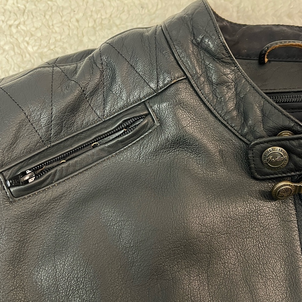 Indian Motorcyle Licensed Freeway Black Leather Coat Jacket Men's XXL - Picture 7 of 16